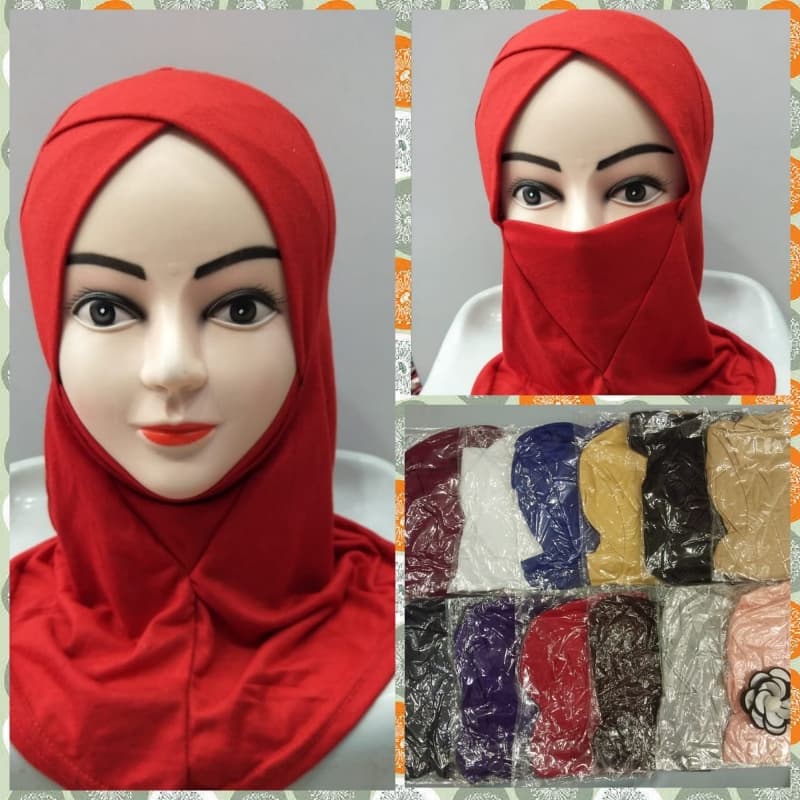 Criss cross long hijab cap