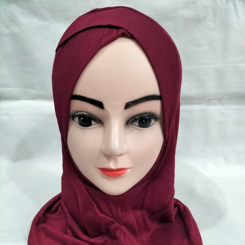 Criss cross long hijab cap