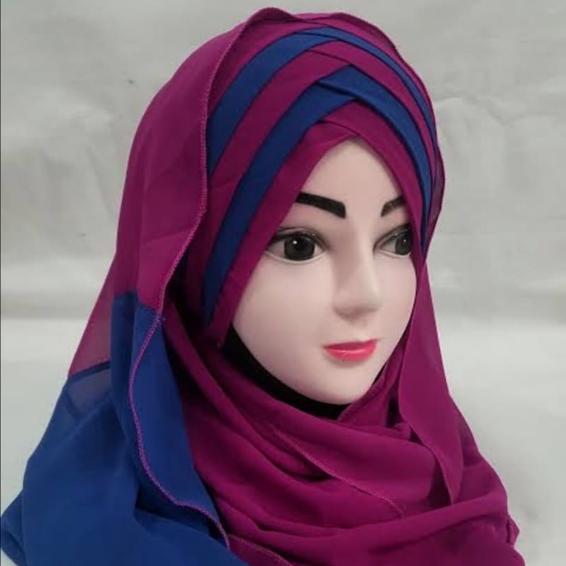 Criss cross double shade plum and blue