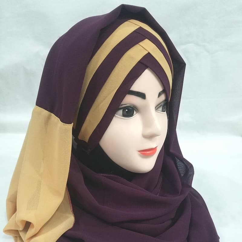 Double shade criss cross Ready to wear burgandy and fawn