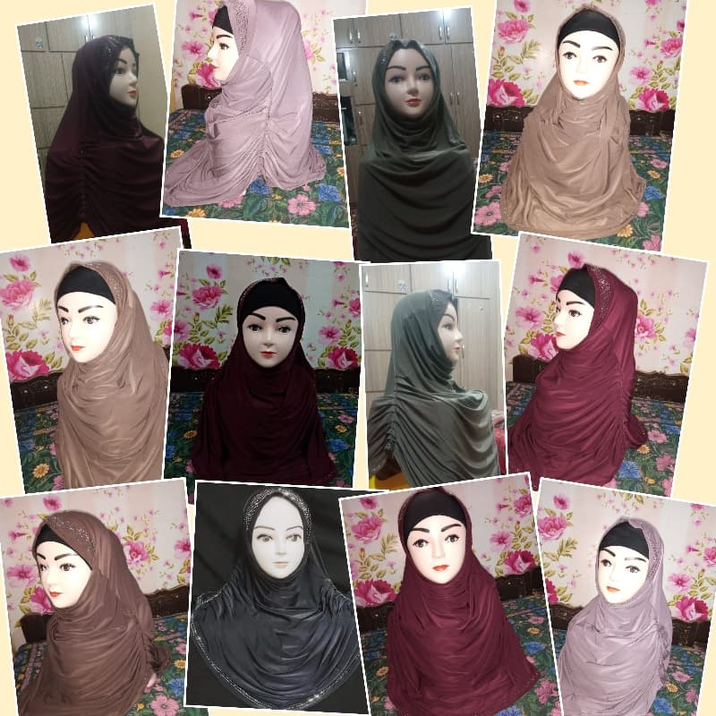 Zubairi maqna hijab with beautiful stones