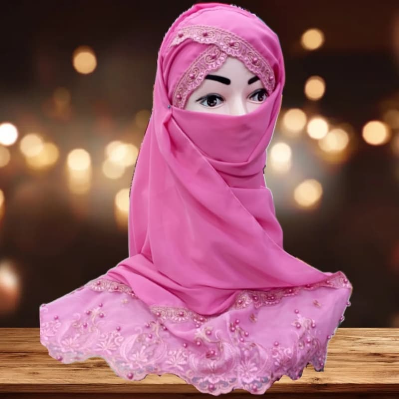 Fancy lace ready to wear hijab stoler