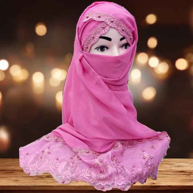 Fancy lace ready to wear hijab stoler