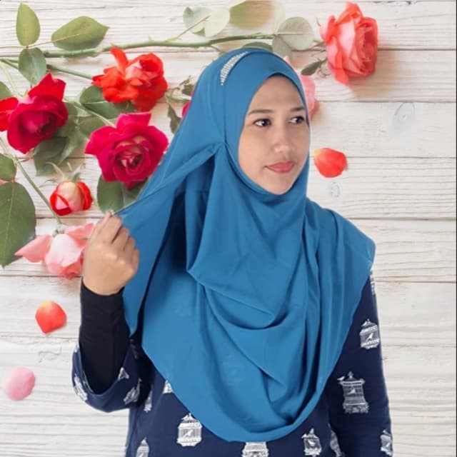 Double loop instant hijab stoler (sea Green blue)