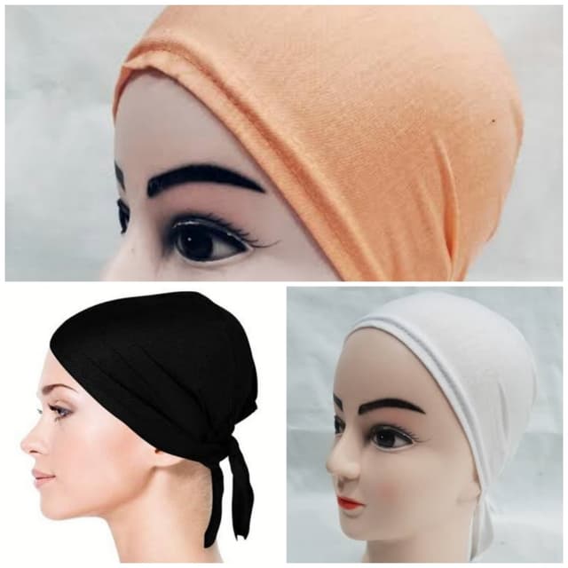 Cotton hijab cap pack of 3 random color