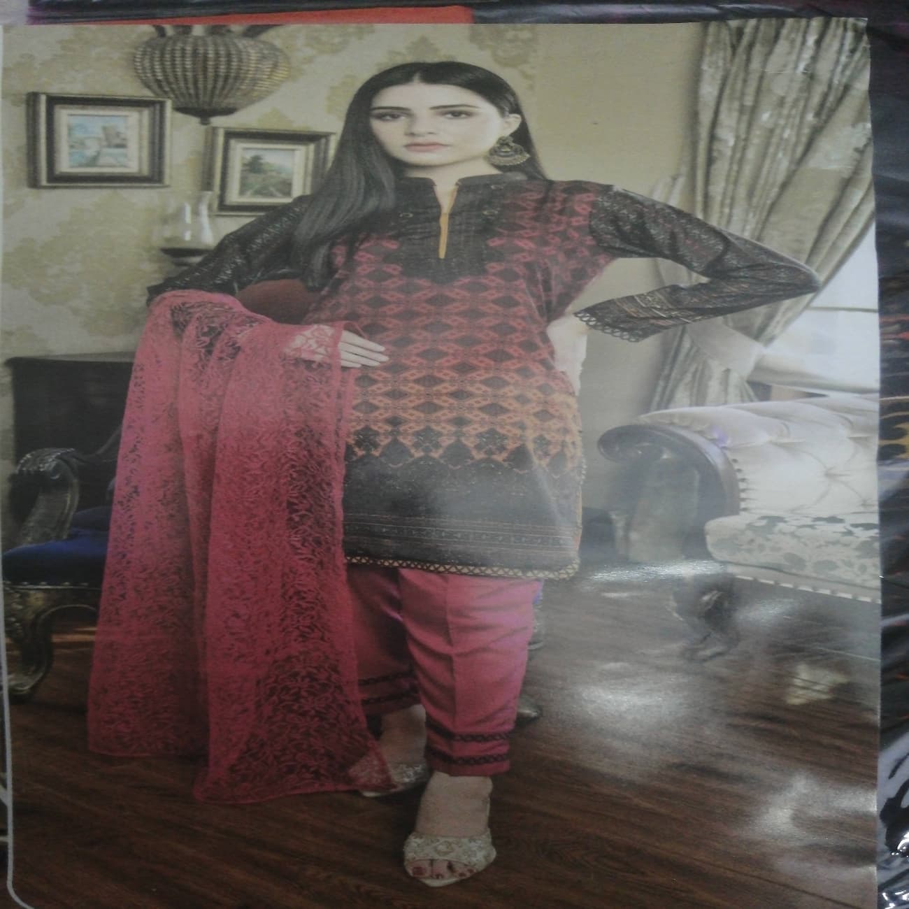3pcs suit with net duppatta